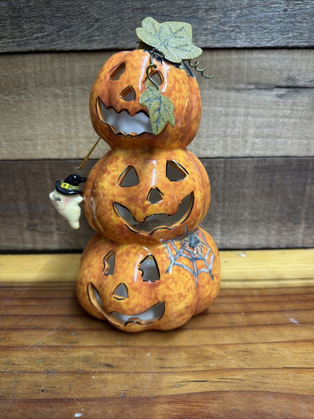 Stacked Pumpkins Candle Holder 8”